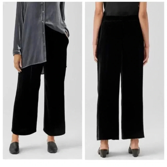 NWT Eileen Fisher Velvet Cropped Wide Leg Pant size Large - Picture 1 of 7